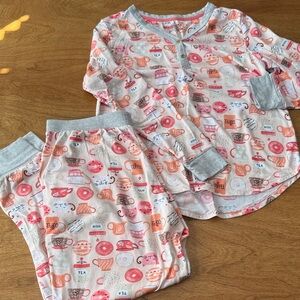 Cuddl Duds Pajama Set with Coffee and Donut Print
